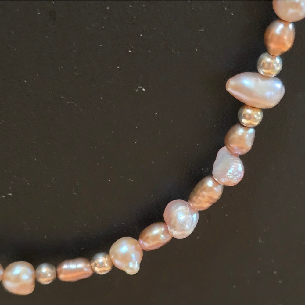 Pink Baroque Freshwater Pearl Necklace Long Strand Silver Toggle Clasp 30"